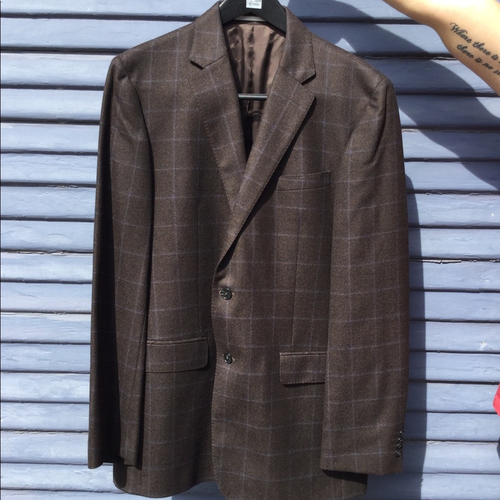 VALENTINO brown wool plaid sports coat
